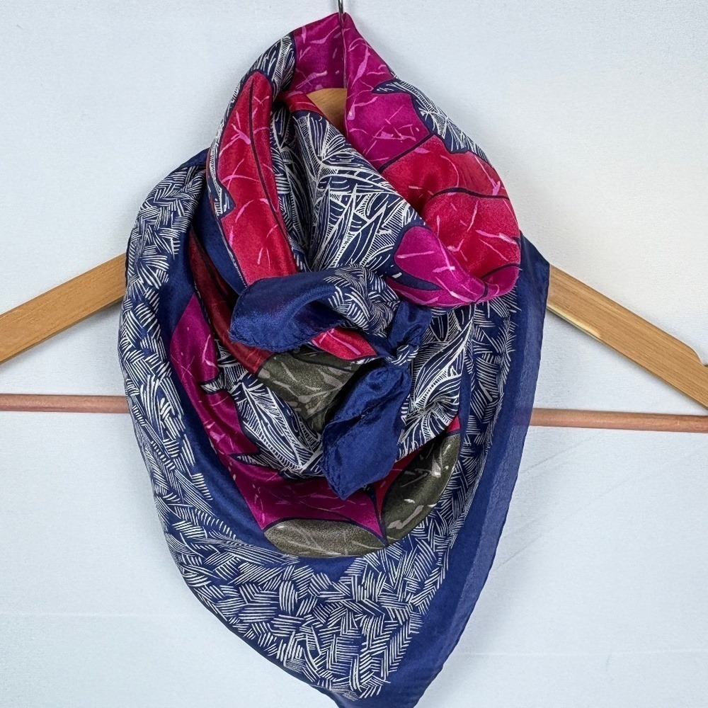 100% Silk Scarf Hand Dyed 29" X 29" Watercolor   Lightweight  Breathable Luxury